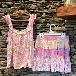 Colorful Sleeveless Top and Skirt Set